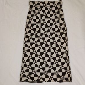 RHODE Black & White Geometric Midi Skirt